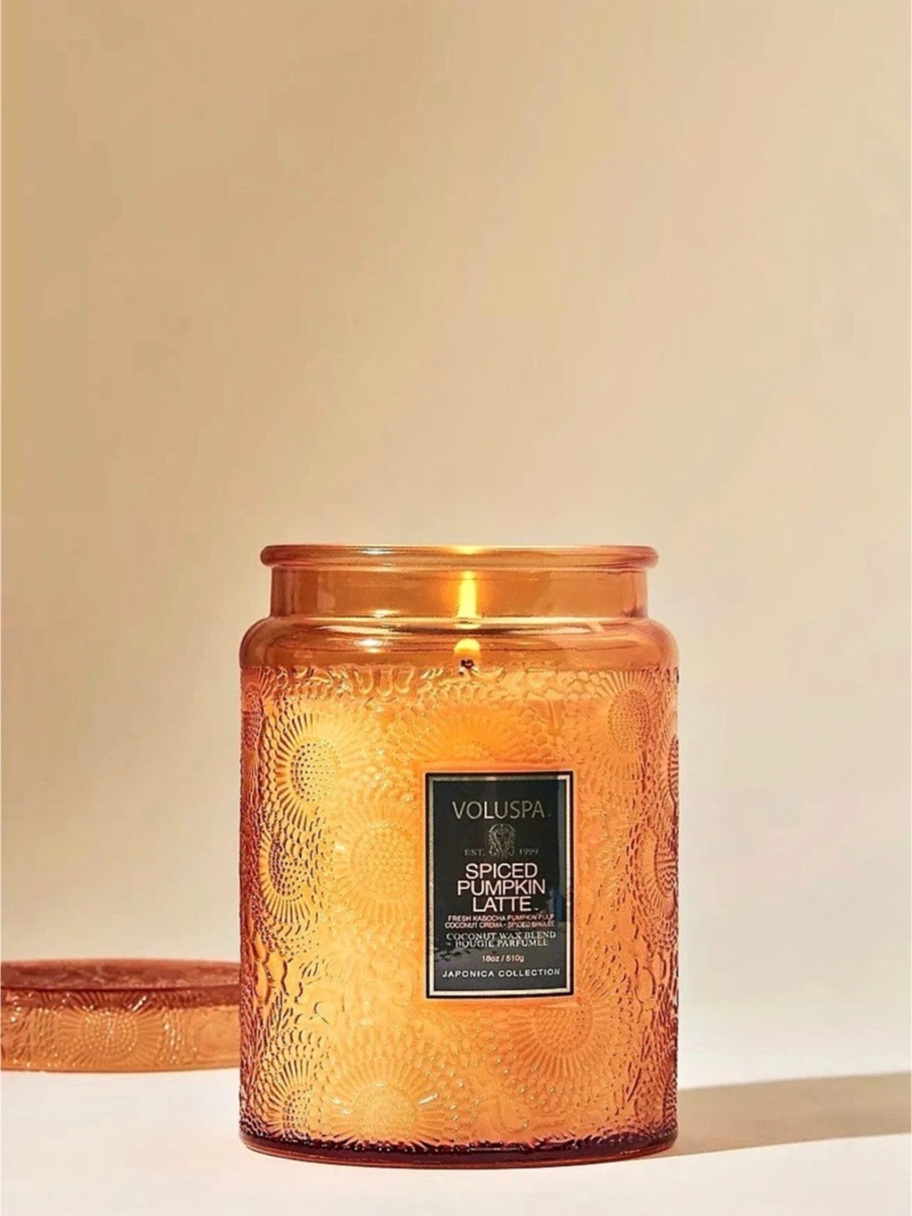Voluspa Spiced Pumpkin Latte Large Jar Candle in Orange